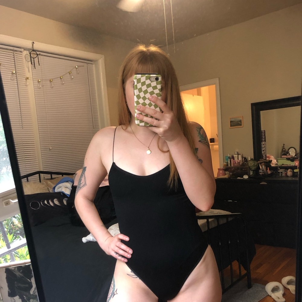 black spaghetti strap body suit